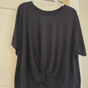 GAP Fit Black Short Sleeve Knot Front Shirt